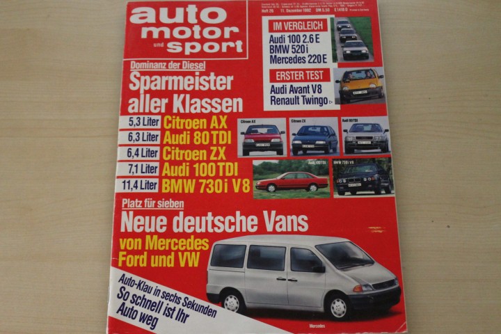 Deckblatt Auto Motor und Sport (26/1992)